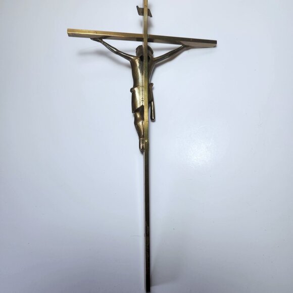 Vintage Metal Crucifix 11 3/4" Wall Hanging Jesus Religious Home Decor - Picture 7 of 7